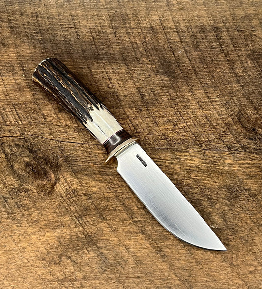Stag handle drop point hunter