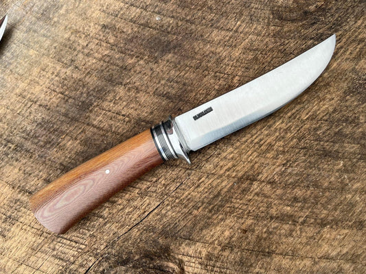 Malosh Handmade 5" Hunter Knife with Vintage Chocolate Canvas Micarta